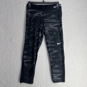 Nike Pro Combat 3/4 Length Tights Pants Women's Large Gray/Black